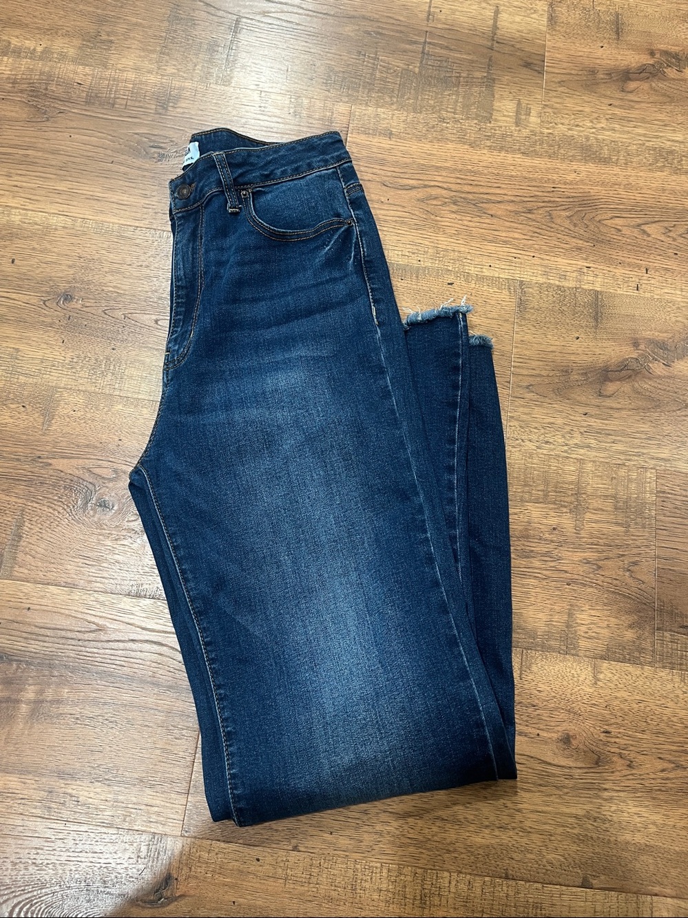 Wax Jean Dark Blue Flare Jeans size 13/31 stretch.EUC raw hem
